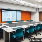 행정법상 행정지도 법적 성격 - A professional office setting in a Spanish public administration building, showing a diverse group o...