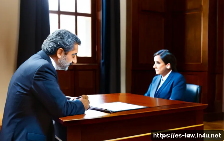 행정법상 행정소송 유형 - Photorealistic Spanish administrative court scene, a middle-aged citizen and attorney presenting a c...